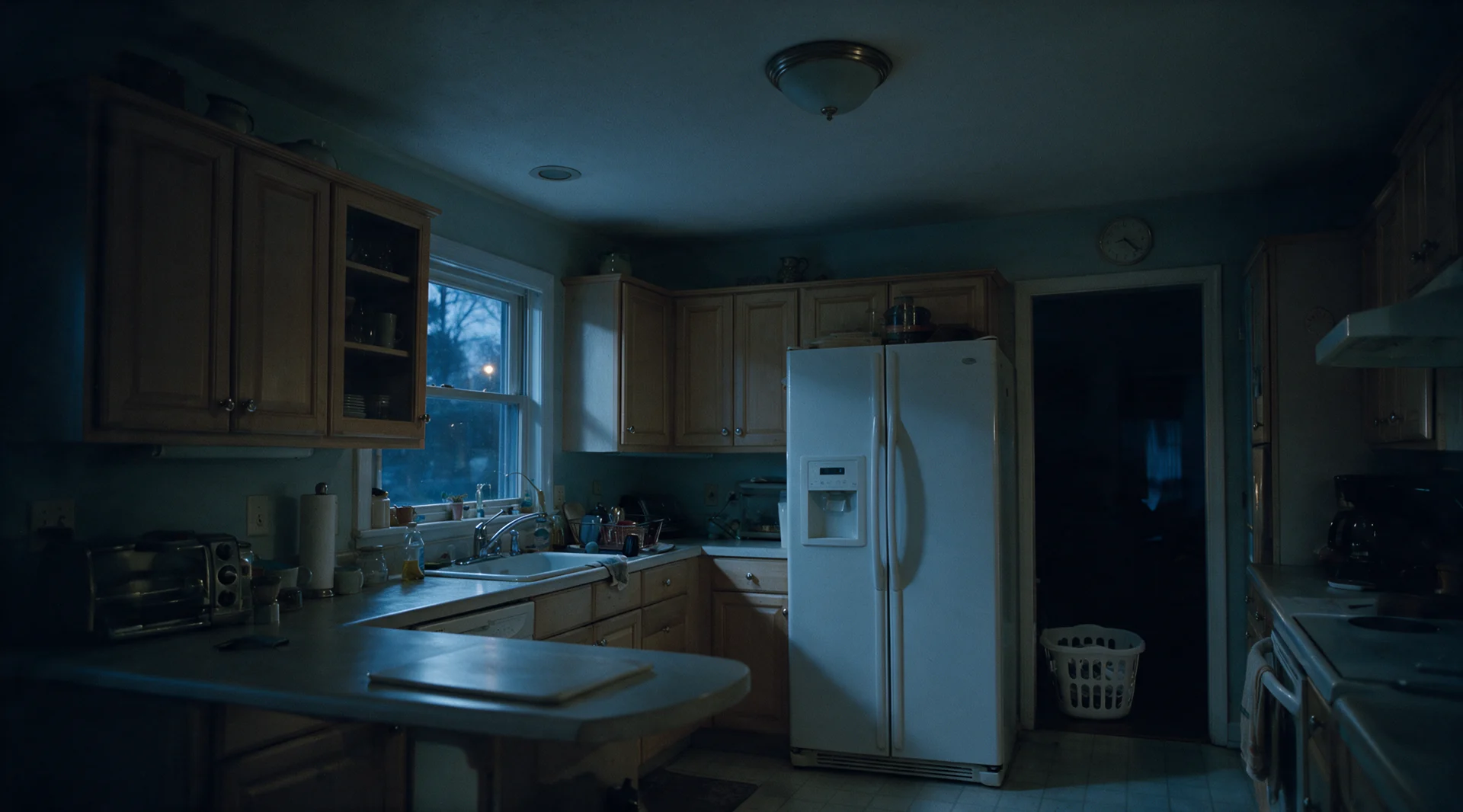 A darkened kitchen after a power outage, the subject of the outage preparedness investigation